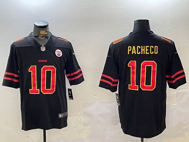 Men Kansas City Chiefs #10 Pacheco Black Gold 2024 Nike Limited NFL Jersey style 1